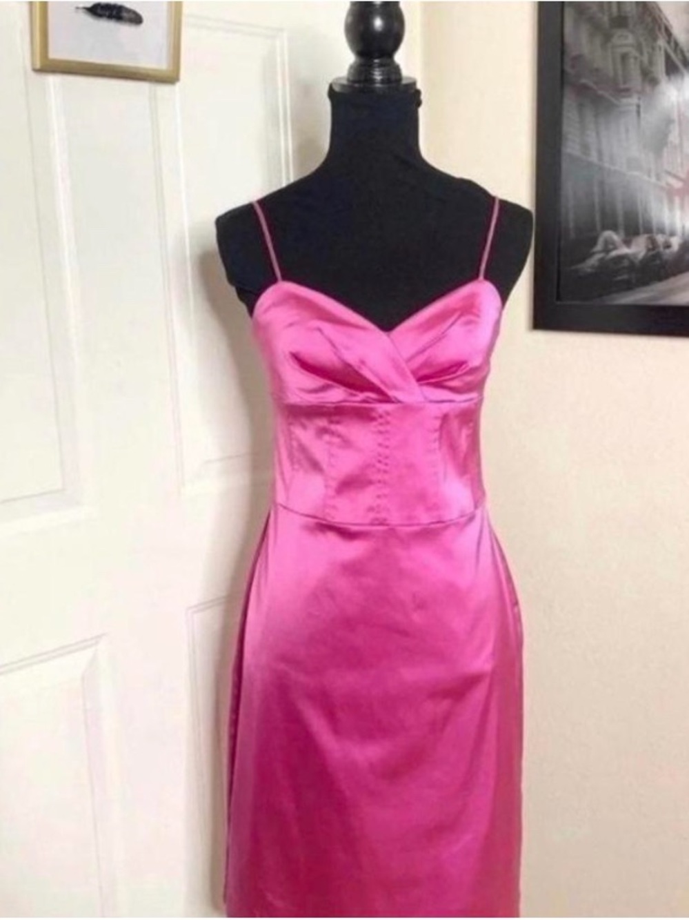 OC by OC Neon Pink Slip Dress Size 8 Y2K Barbiecore Bustier Mini